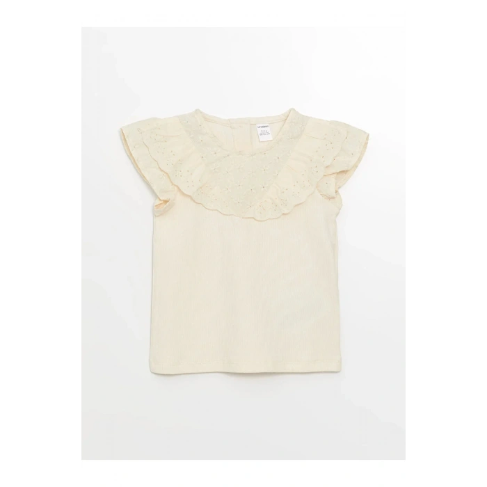 LCW baby Bisiklet Yaka Kısa Kollu Kız Bebek Tişört lcw