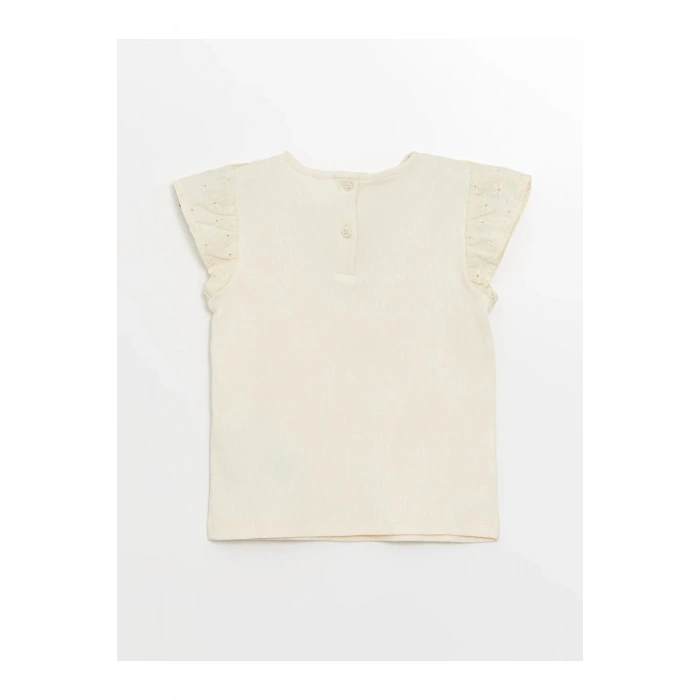 LCW baby Bisiklet Yaka Kısa Kollu Kız Bebek Tişört lcw