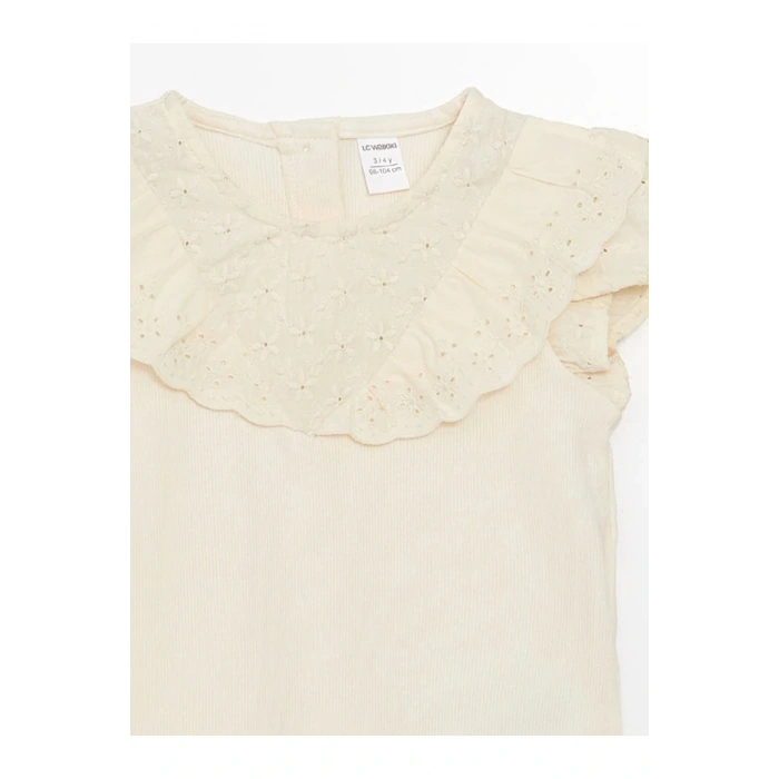 LCW baby Bisiklet Yaka Kısa Kollu Kız Bebek Tişört lcw