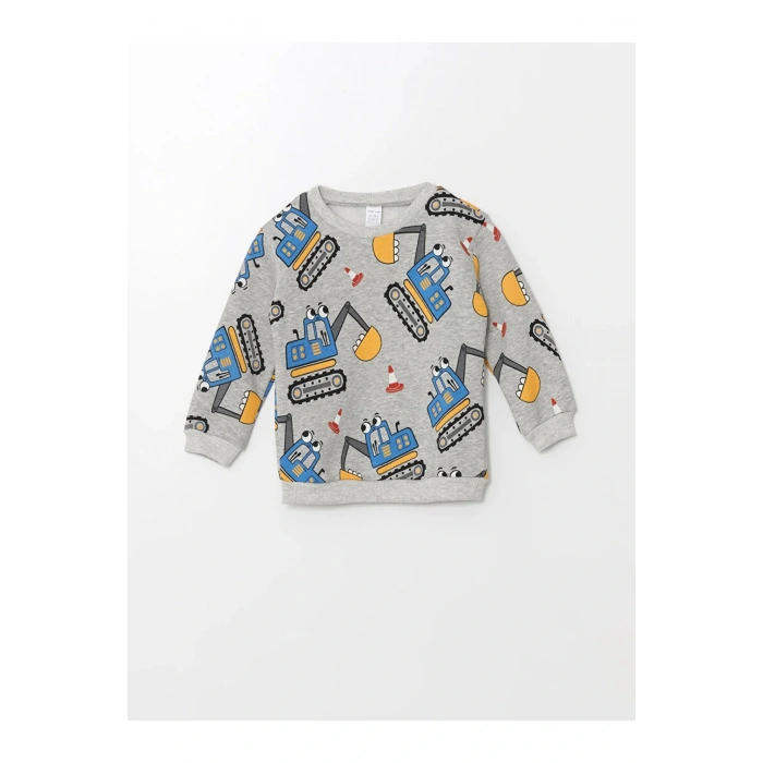 LCW baby Bisiklet Yaka Uzun Kollu Baskılı Erkek Bebek Sweatshirt