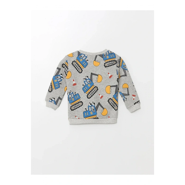 LCW baby Bisiklet Yaka Uzun Kollu Baskılı Erkek Bebek Sweatshirt