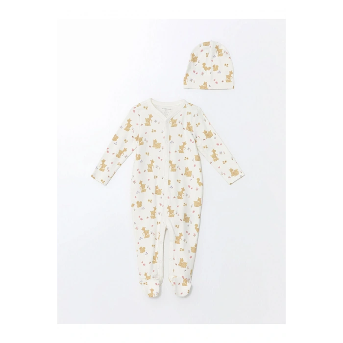 LCW baby Ekru Baskılı Kız Bebek Hastane Çıkış Seti