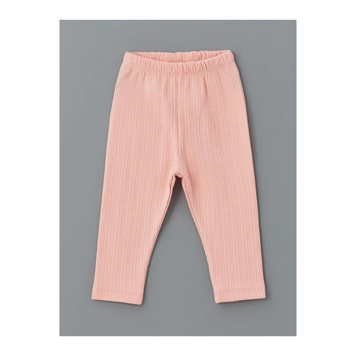 LCW baby Ekru Bisiklet Yaka Çiçekli Kız Bebek Bluz ve Tayt 2li