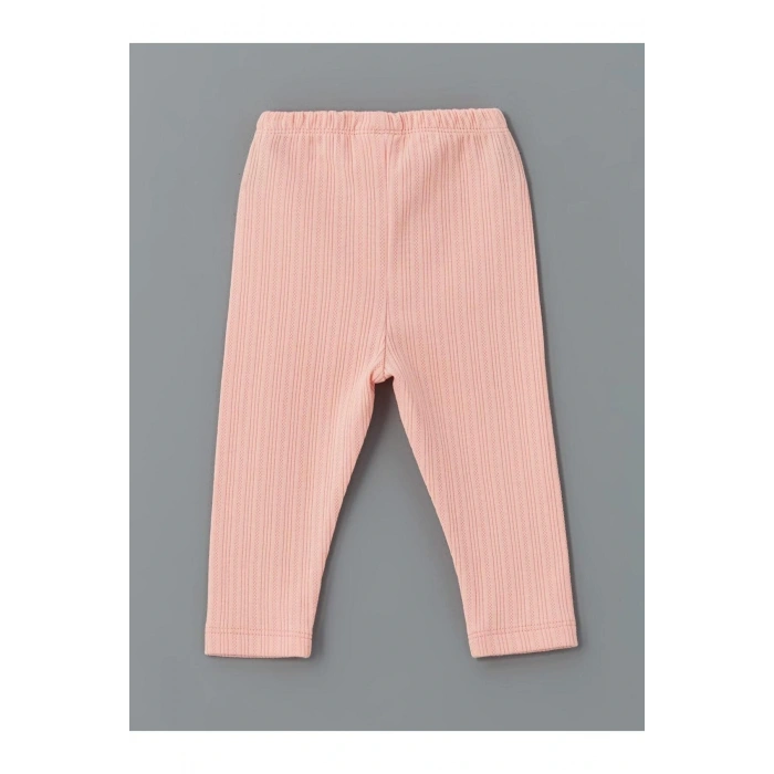 LCW baby Ekru Bisiklet Yaka Çiçekli Kız Bebek Bluz ve Tayt 2li