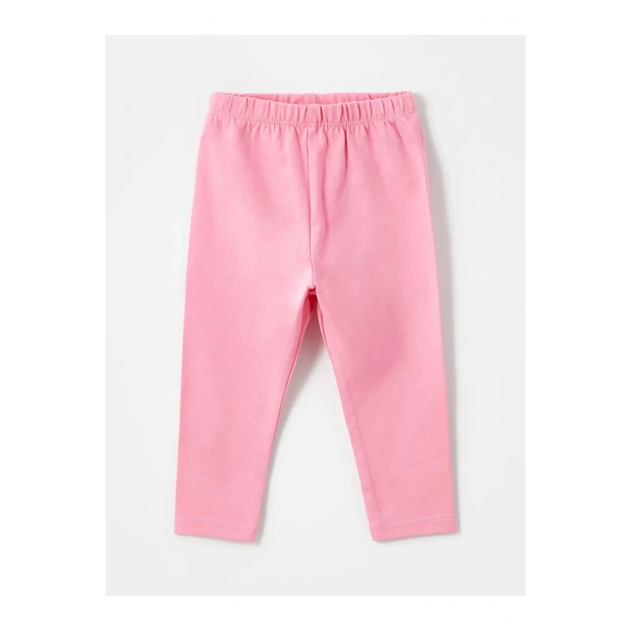 LCW baby Ekru Bisiklet Yaka Çiçekli Kız Çocuk Bluz ve Tayt 2li