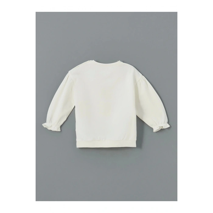 Lcw Baby Ekru Bisiklet Yaka Kiraz Baskılı Kız Bebek Sweatshirt Ve Tayt 2li