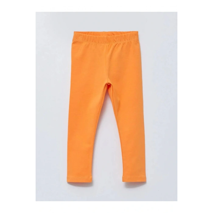 LCW baby Ekru Bisiklet Yaka Kısa Kollu Baskılı Pamuklu Kız Bebek Tişört ve Tayt 2li Takım