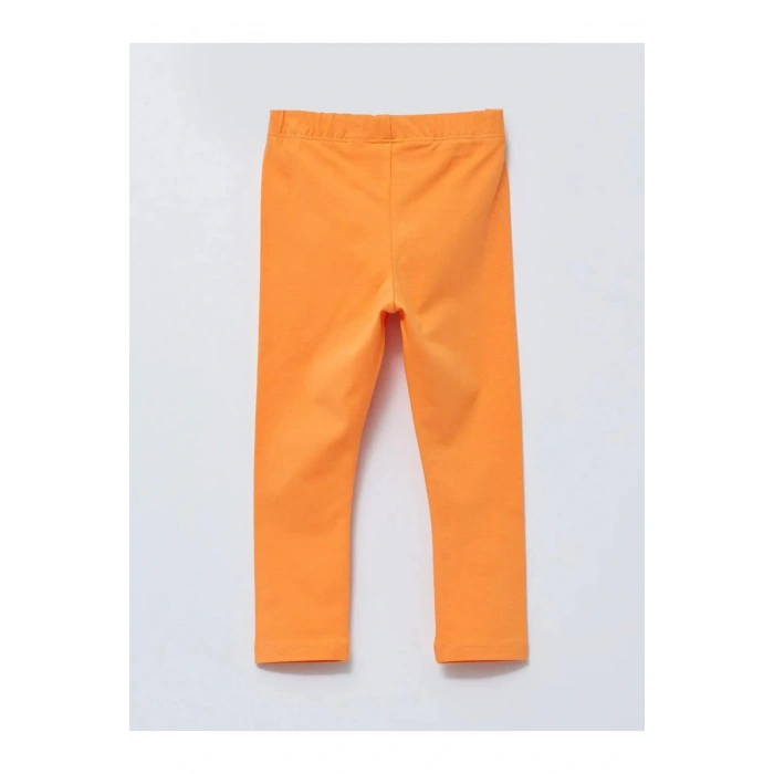 LCW baby Ekru Bisiklet Yaka Kısa Kollu Baskılı Pamuklu Kız Bebek Tişört ve Tayt 2li Takım