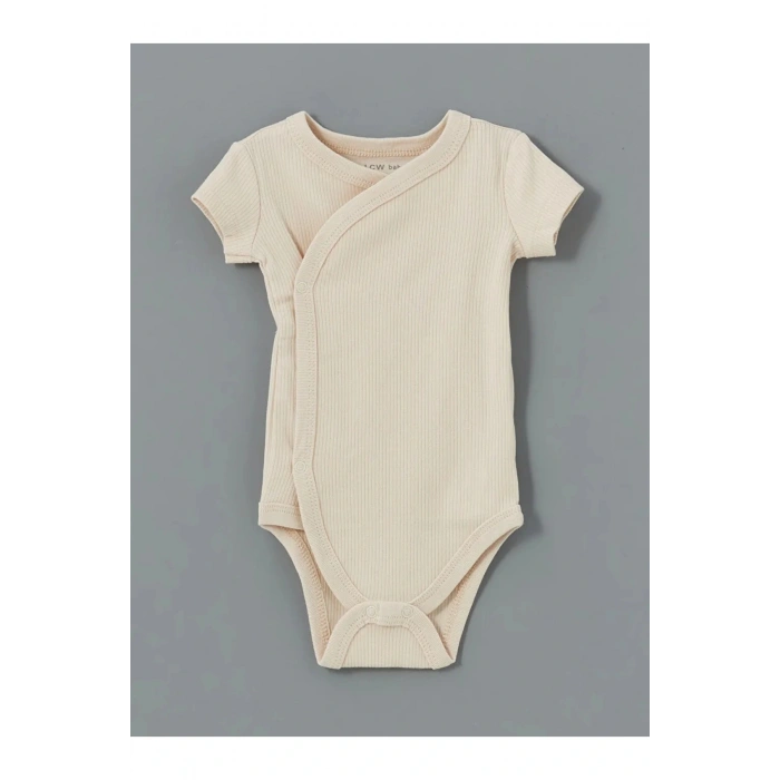 LCW baby Ekru Bisiklet Yaka Kız Bebek Çıtçıtlı Body 2li