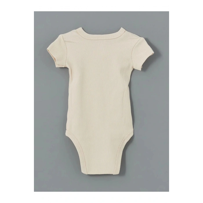 LCW baby Ekru Bisiklet Yaka Kız Bebek Çıtçıtlı Body 2li