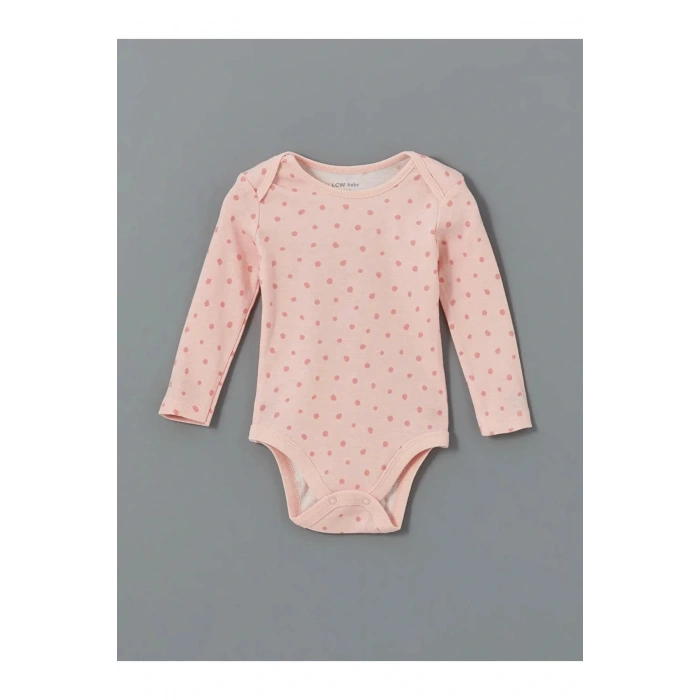 LCW baby Ekru Bisiklet Yaka Kız Bebek Çıtçıtlı Body 3lü