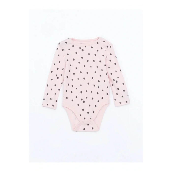 LCW baby Ekru Bisiklet Yaka Kız Bebek Çıtçıtlı Body 3lü