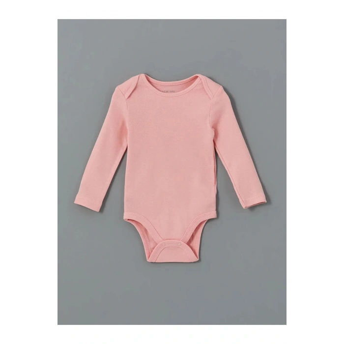 LCW baby Ekru Bisiklet Yaka Kız Bebek Çıtçıtlı Body 3lü