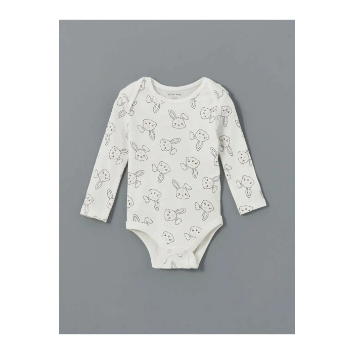 LCW baby Ekru Bisiklet Yaka Kız Bebek Çıtçıtlı Body 3lü