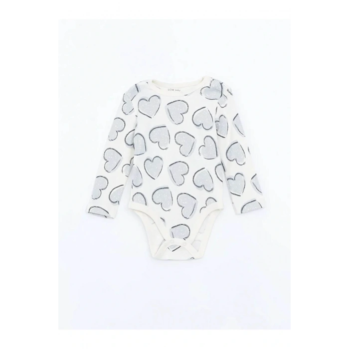 LCW baby Ekru Bisiklet Yaka Kız Bebek Çıtçıtlı Body 3lü