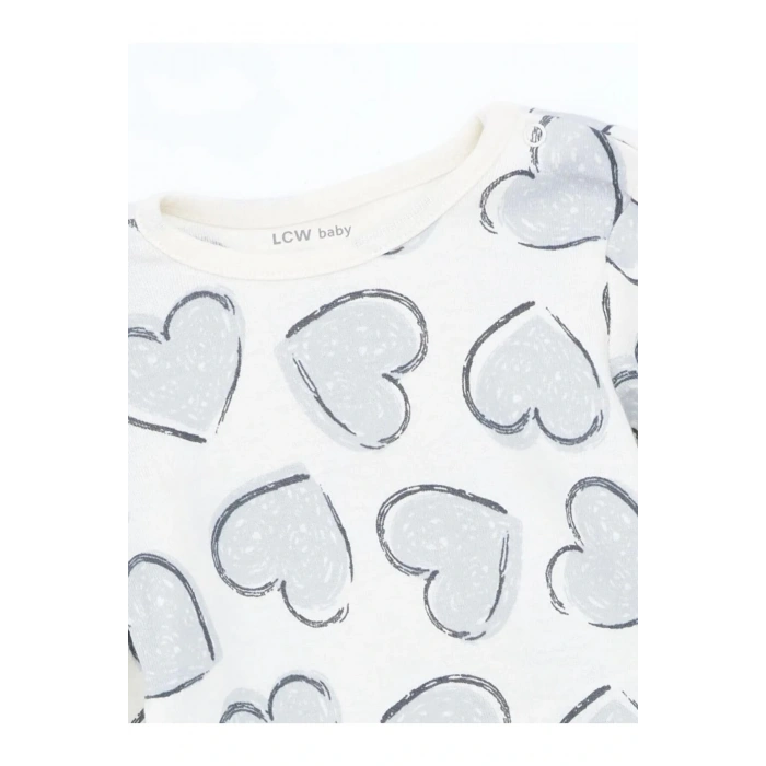 LCW baby Ekru Bisiklet Yaka Kız Bebek Çıtçıtlı Body 3lü