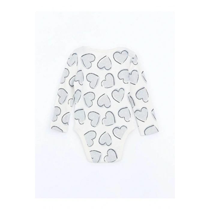 LCW baby Ekru Bisiklet Yaka Kız Bebek Çıtçıtlı Body 3lü