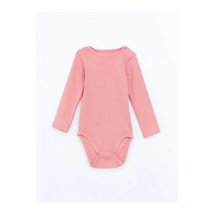 LCW baby Ekru Bisiklet Yaka Kız Bebek Çıtçıtlı Body 3lü