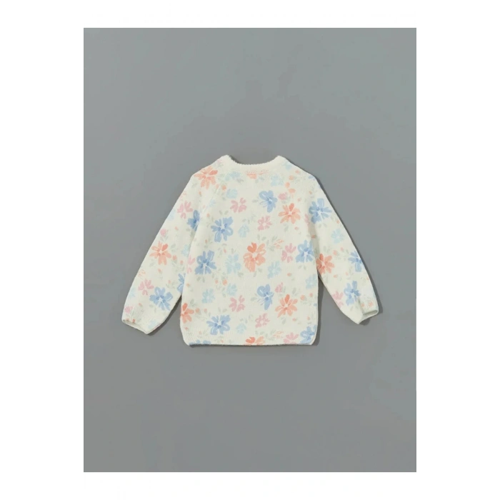 LCW baby Ekru Bisiklet Yaka Uzun Kollu Baskılı Kız Bebek Sweatshirt ve Eşofman Alt 2li Takım