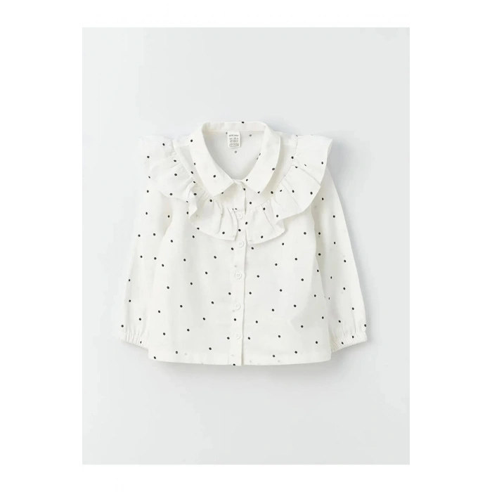 LCW baby Ekru Gömlek Yaka Kız Bebek Gömlek