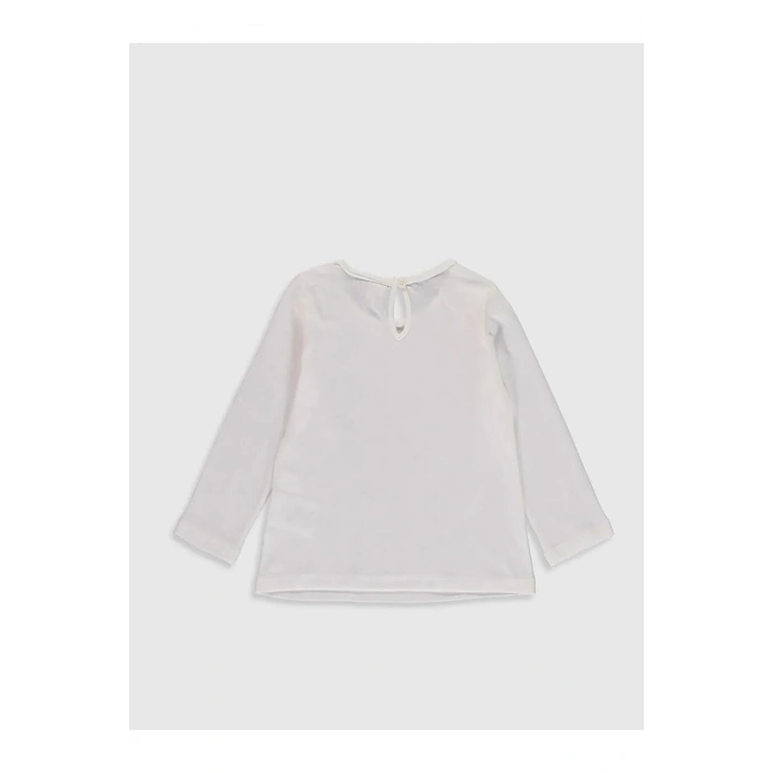 LCW baby Ekru Kız Bebek Baskılı Tişört