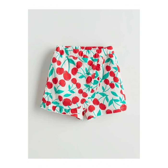 LCW baby Ekru Kız Bebek Tişört Şort Saç Bandı 3lü Takım