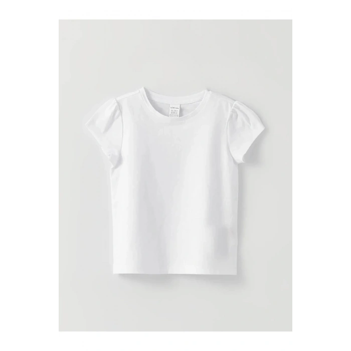 LCW baby Fuşya Bisiklet Yaka Kısa Kollu Kız Bebek Tişört 2li