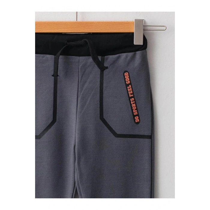 LCW baby Gri Beli Lastikli Baskılı Erkek Bebek Jogger Eşofman Alt