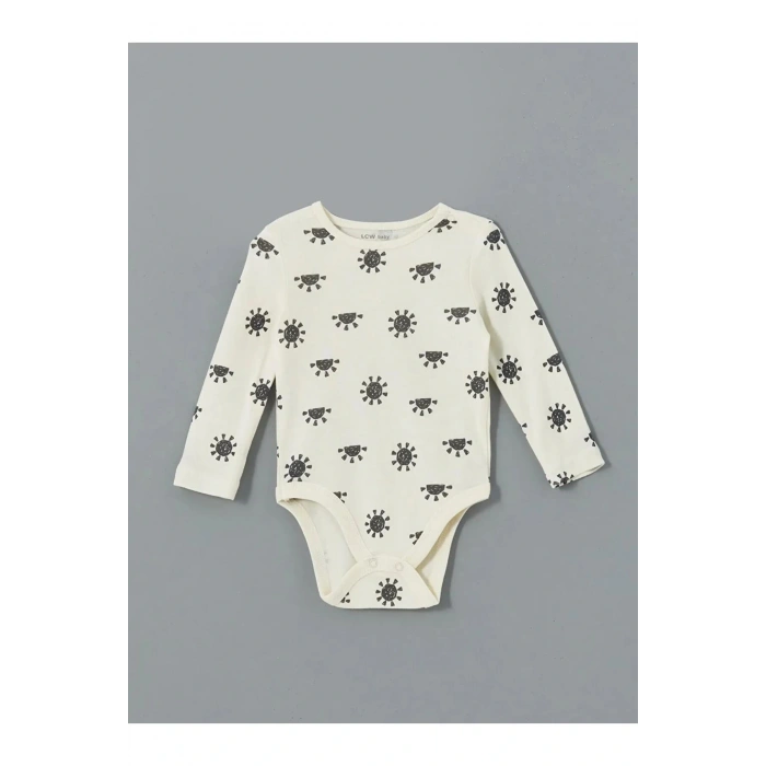 LCW baby Gri Bisiklet Yaka Baskılı Erkek Bebek Çıtçıtlı Body 3lü