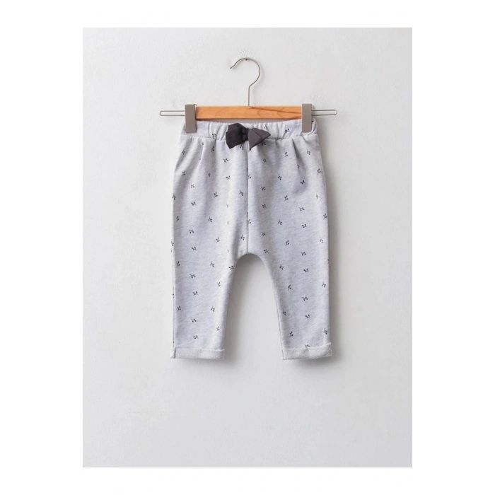 LCW baby Gri Desenli Kız Bebek Pantolon
