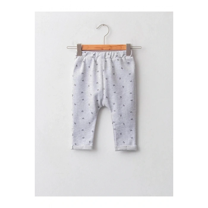LCW baby Gri Desenli Kız Bebek Pantolon