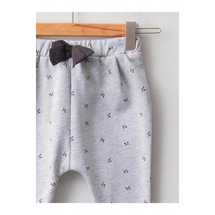 LCW baby Gri Desenli Kız Bebek Pantolon