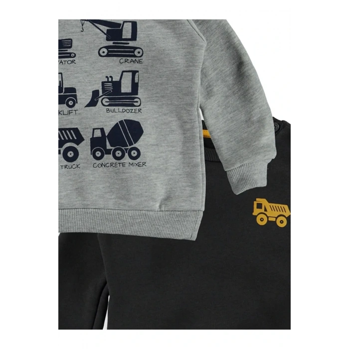 LCW baby Gri Erkek Bebek Baskılı Sweatshirt 2li