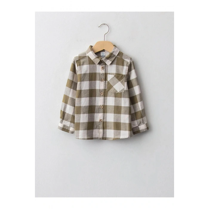 LCW baby Haki Uzun Kollu Ekose Baskılı Erkek Bebek Oduncu Gömlek