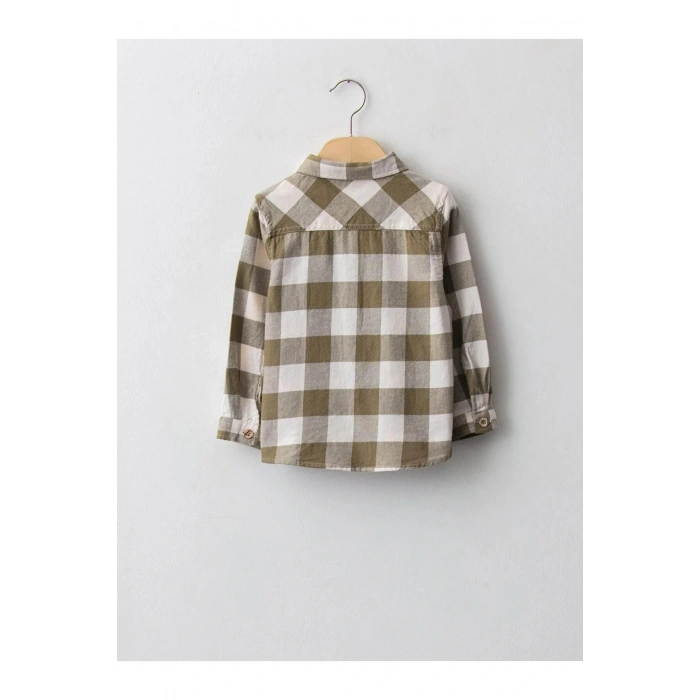 LCW baby Haki Uzun Kollu Ekose Baskılı Erkek Bebek Oduncu Gömlek