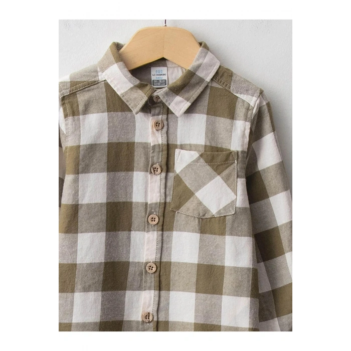 LCW baby Haki Uzun Kollu Ekose Baskılı Erkek Bebek Oduncu Gömlek