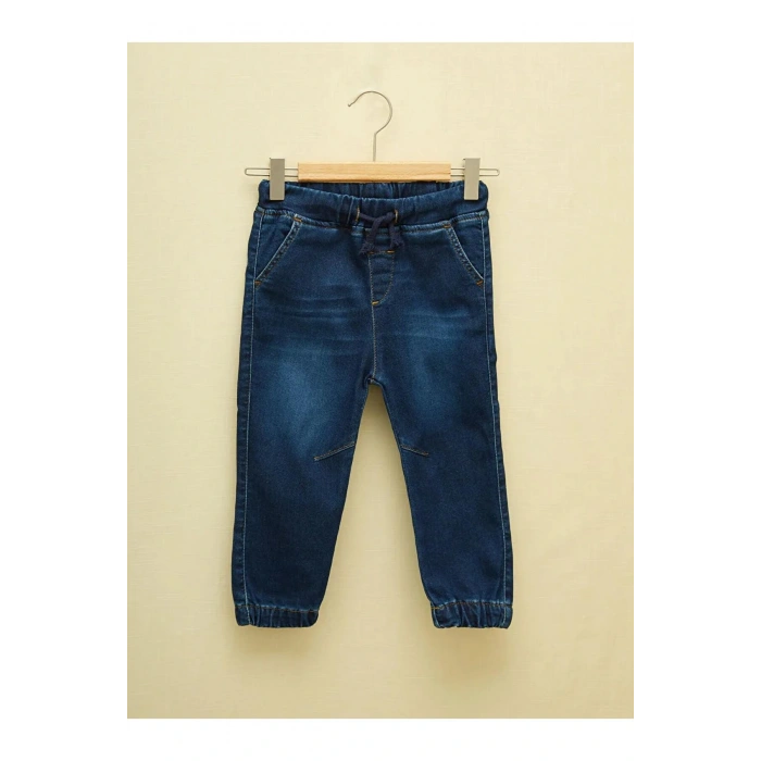 LCW baby İndigo Beli Lastikli Basic Erkek Bebek Jogger Jean Pantolon