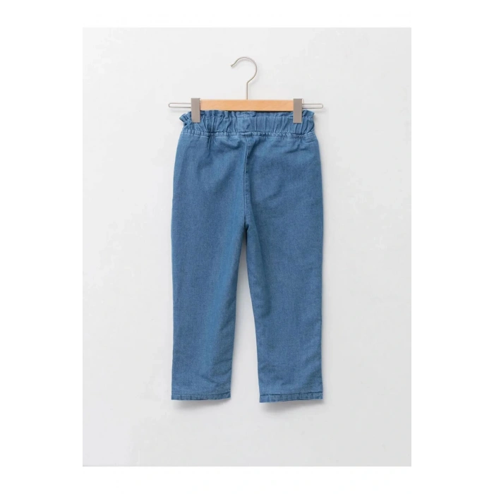 LCW baby İndigo Beli Lastikli Basic Kız Bebek Astarlı Mom Jean Pantolon