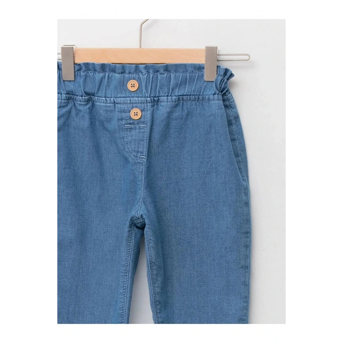 LCW baby İndigo Beli Lastikli Basic Kız Bebek Astarlı Mom Jean Pantolon