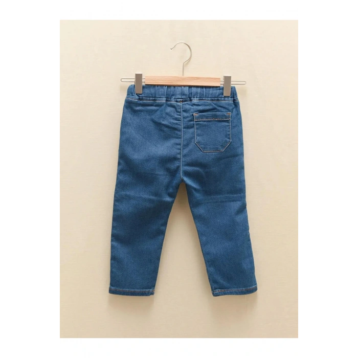 LCW baby İndigo Beli Lastikli Baskılı Erkek Bebek Jean Pantolon