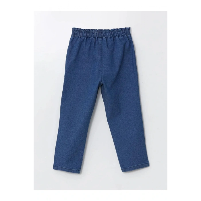 LCW baby Indigo Beli Lastikli Kız Bebek Jean Pantolon