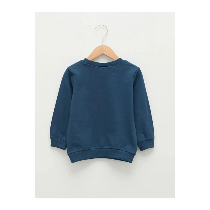 LCW baby İndigo Bisiklet Yaka Uzun Kollu Baskılı Erkek Bebek Sweatshirt