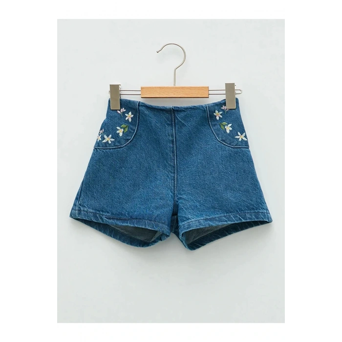 LCW baby Indigo Nakışlı Kız Bebek Jean Şort
