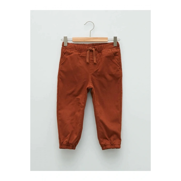 LCW baby Kahverengi Beli Lastikli Basic Pamuklu Erkek Bebek Jogger Pantolon