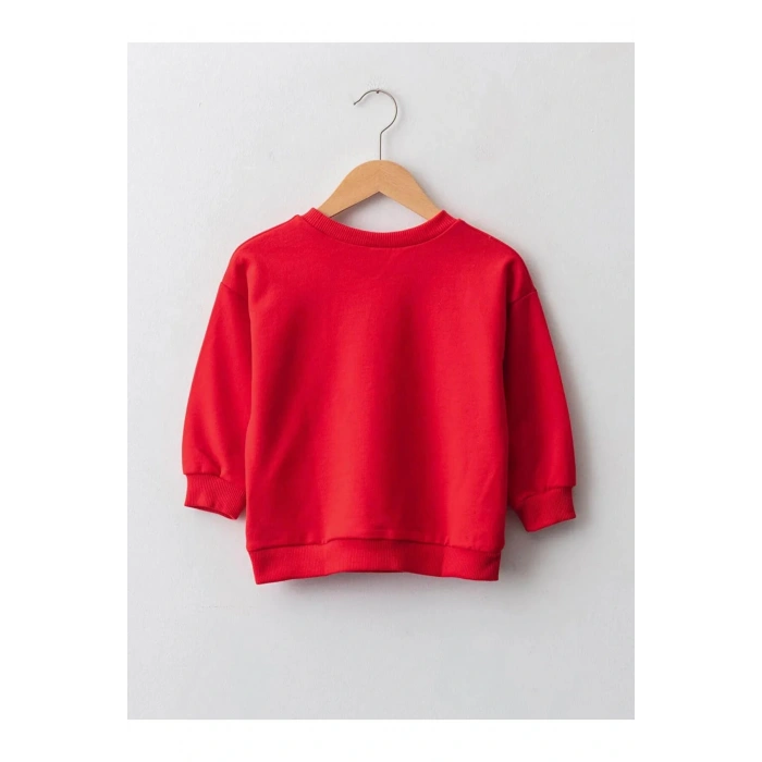 LCW baby Kırmızı Bisiklet Yaka Uzun Kollu Baskılı Erkek Bebek Sweatshirt