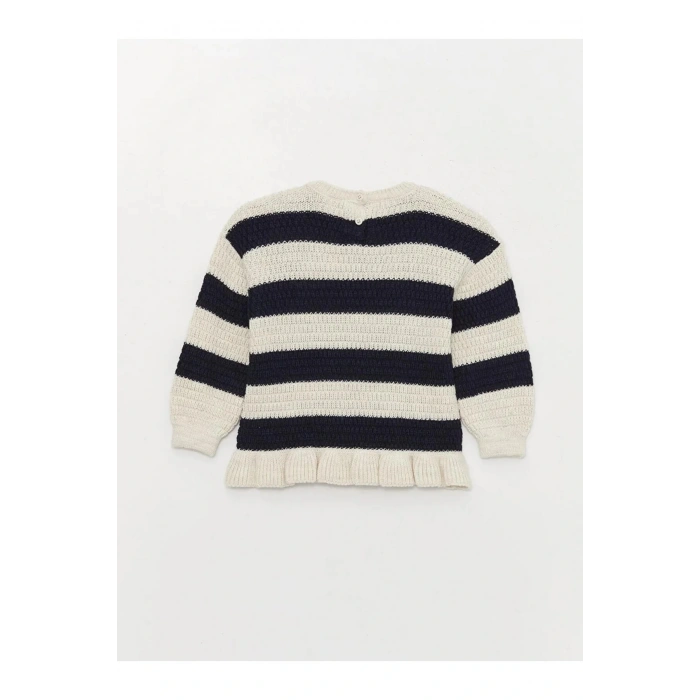 LCW baby Lacivert Bisiklet Yaka Kız Bebek Triko Kazak ve Pantolon 2li