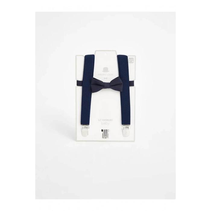 LCW baby Lacivert Erkek Bebek Pantolon Askısı ve Papyon 2li Takım