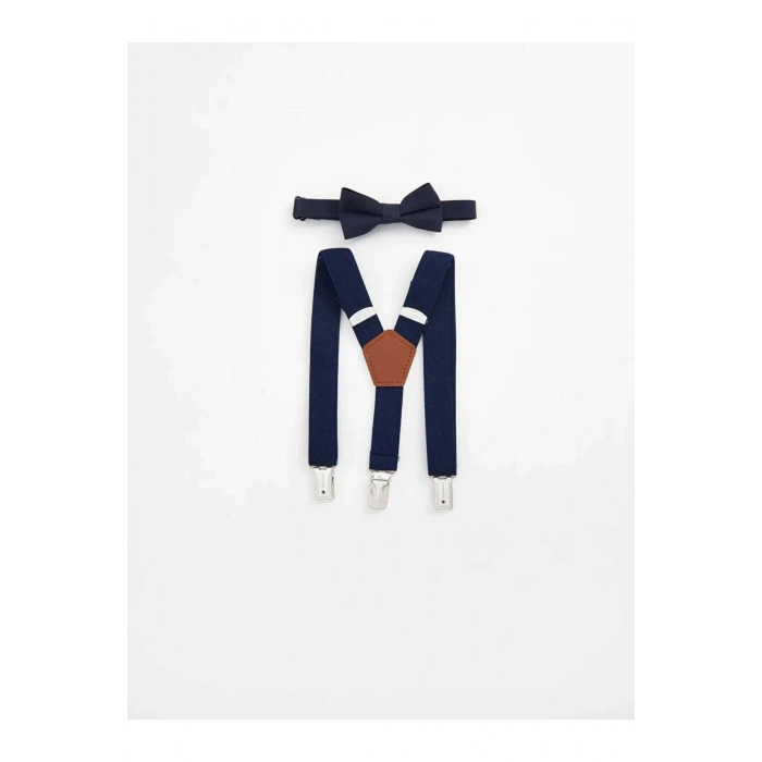 LCW baby Lacivert Erkek Bebek Pantolon Askısı ve Papyon 2li Takım