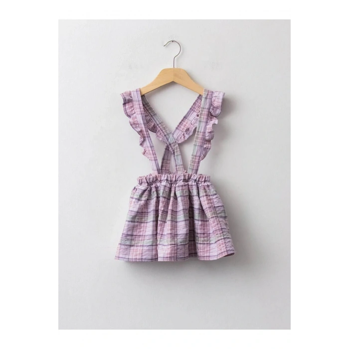 LCW baby Lila Beli Lastikli Ekose Desenli Kız Bebek Etek