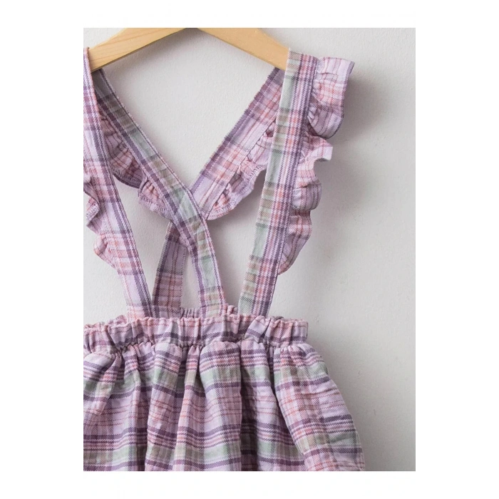 LCW baby Lila Beli Lastikli Ekose Desenli Kız Bebek Etek